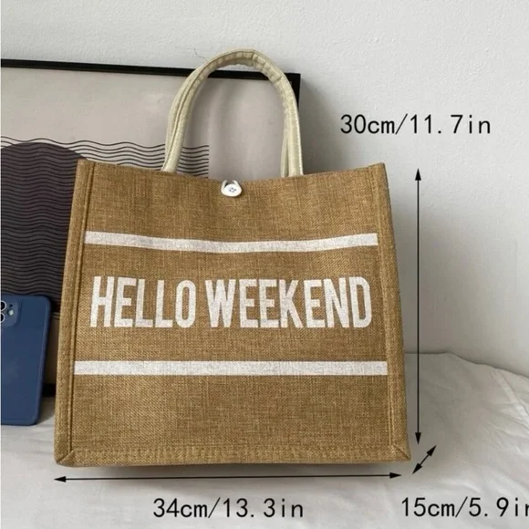 Letter Print Shopper Tote Bag - Picture 4 of 7